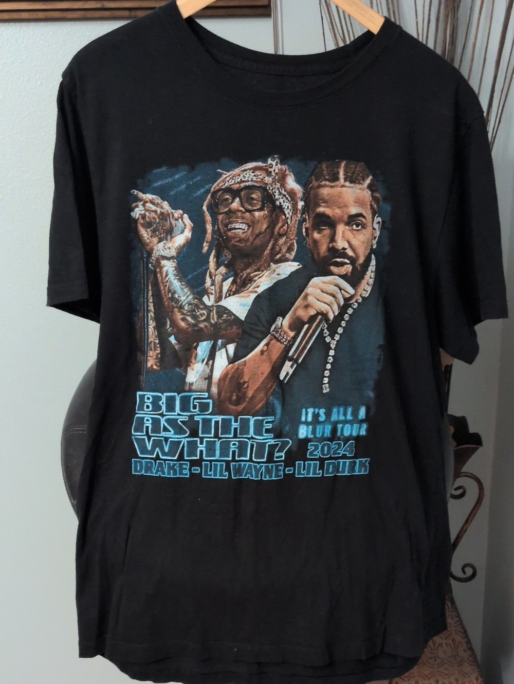 Black Drake,Lil Wayne, & Lil Durk Graphic Tour Tee with Blue Print - Unbranded
